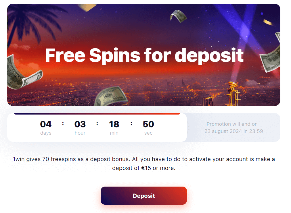 1win free spins